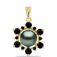 Pandantiv din Argint 925 Placat cu Aur ( 1.54 grame ) cu Perlă De apă Dulce cu Efect "Verde Tahitian" și Spinel Negru Gorno Badakhshan 1.69 Carate