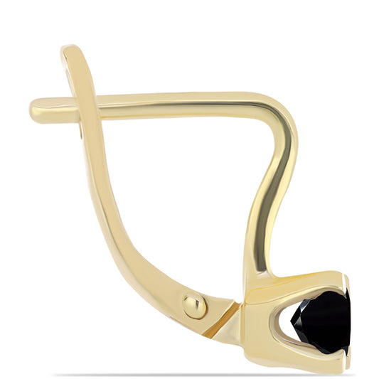 Cercei din Argint 925 Placat cu Aur ( 2.27 grame ) cu Onix Negru 1.07 Carate