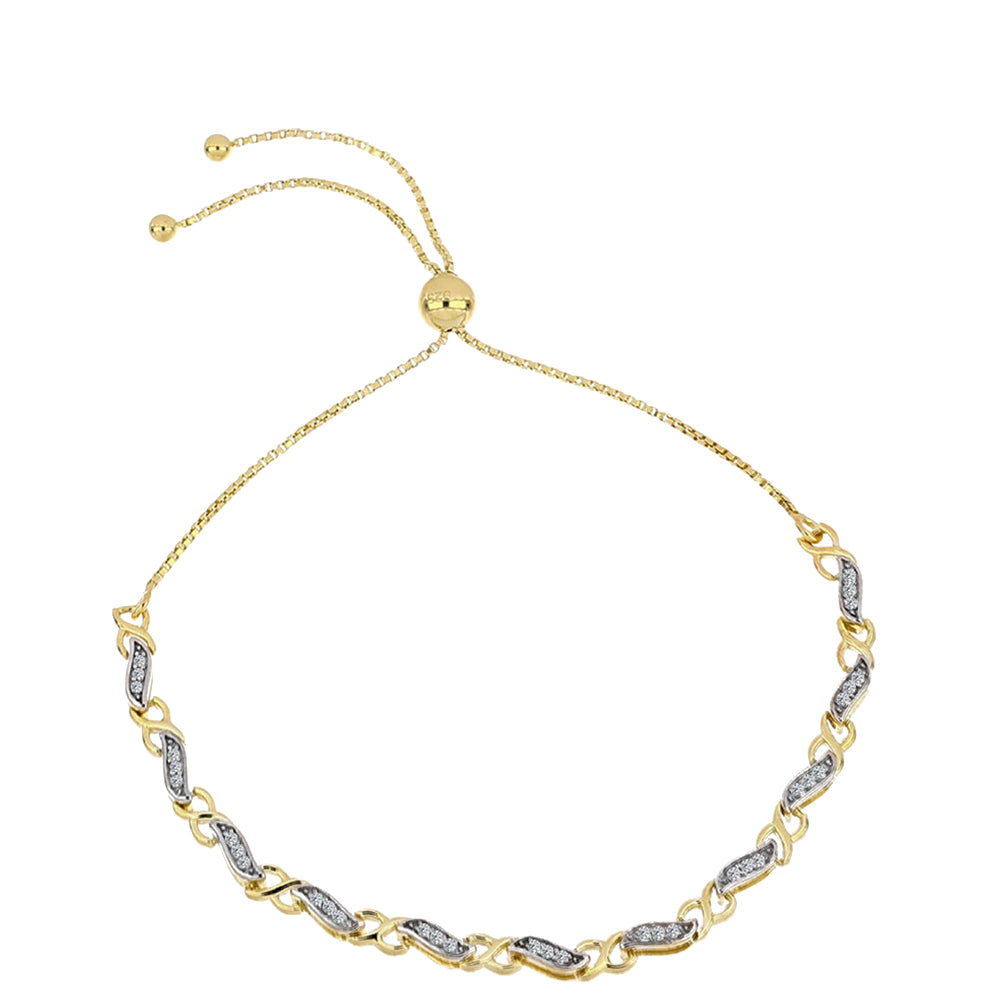 Brățară din Argint 925 Placat cu Aur ( 6.34 grame ) cu Diamant Coniac și Topaz Alb 0.23 Carate 1 