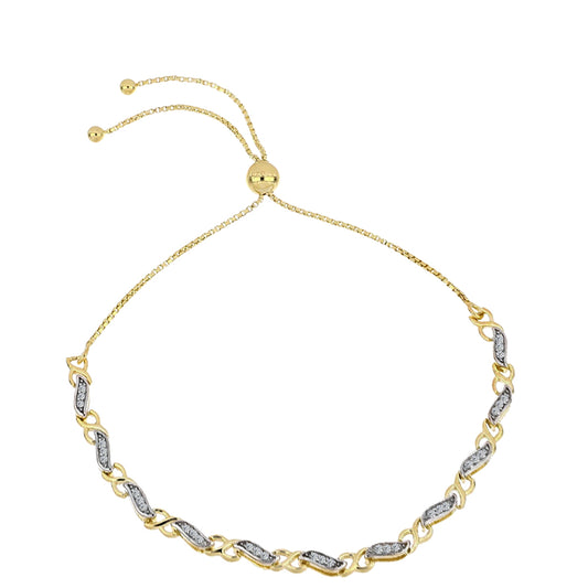 Brățară din Argint 925 Placat cu Aur ( 6.34 grame ) cu Diamant Coniac și Topaz Alb 0.23 Carate