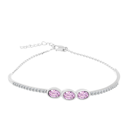 Brățară din Argint 925 ( 5.49 grame ) cu Kunzit Pala și Topaz Alb 2.53 Carate