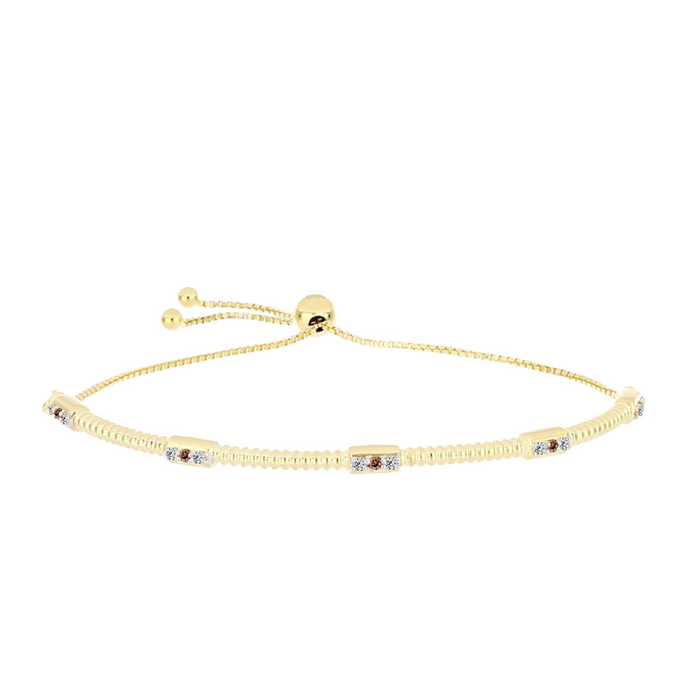 Brățară din Argint 925 Placat cu Aur ( 6.24 grame ) cu Diamant Coniac și Topaz Alb 0.28 Carate 1 