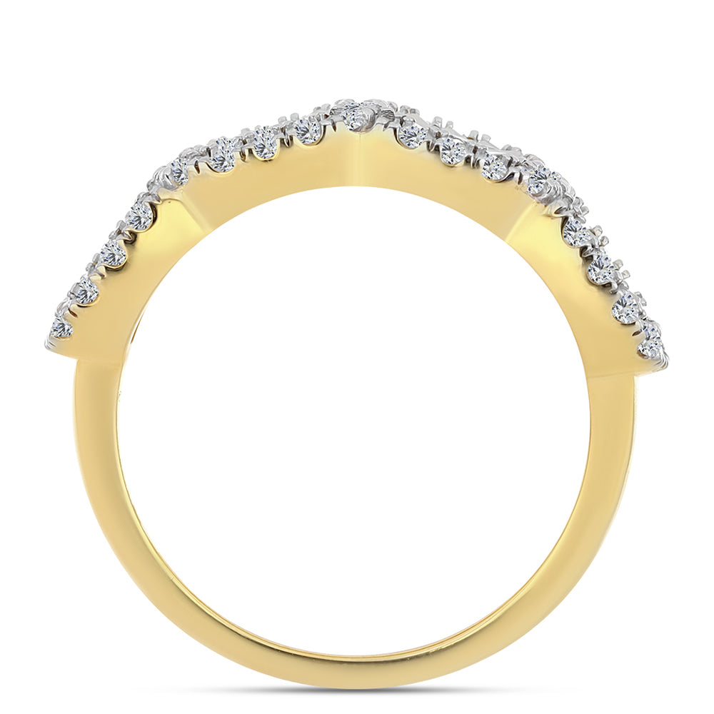 Inel din Argint 925 Placat cu Aur ( 4.37 grame ) cu Diamant Coniac și Topaz Alb 0.47 Carate 2 