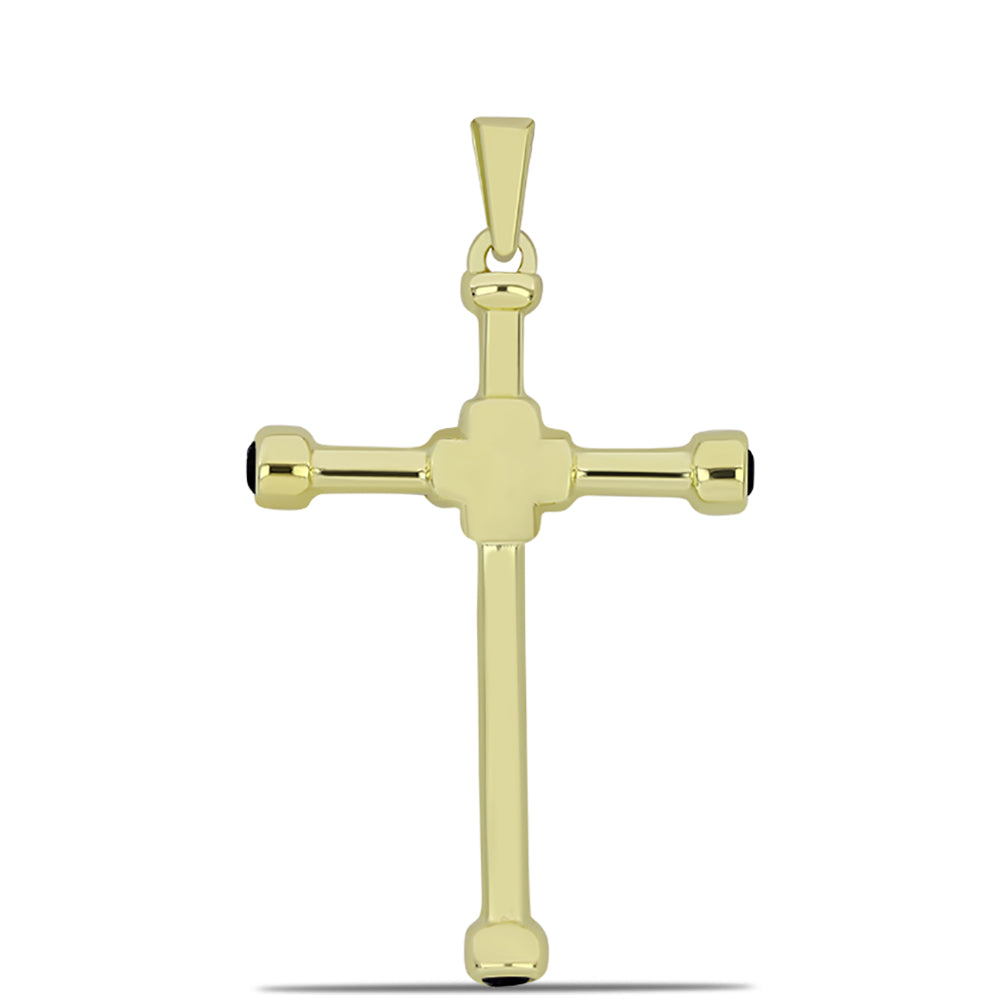 Pandantiv din Argint 925 Placat cu Aur ( 1.97 grame ) cu Onix Negru 0.12 Carate