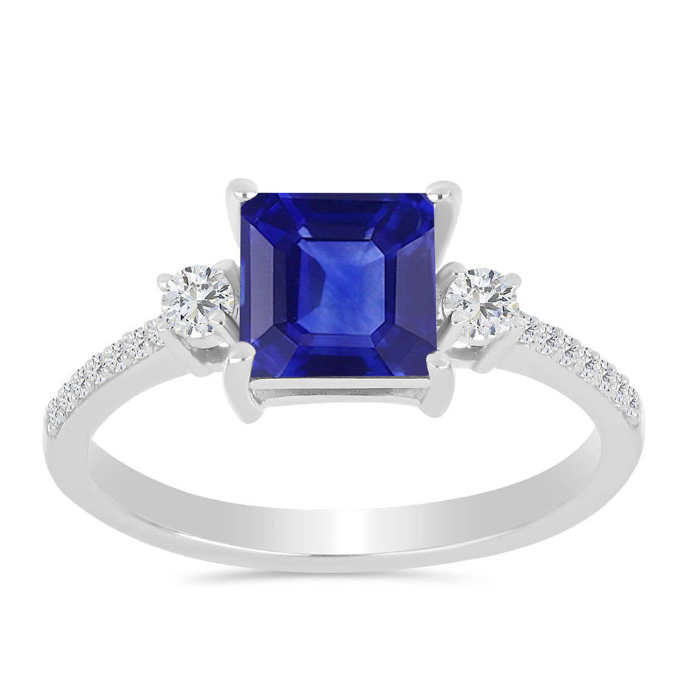 Inel din Argint 925 ( 2.17 grame ) cu Safir Albastru Australian și Topaz Alb 2.69 Carate 3 