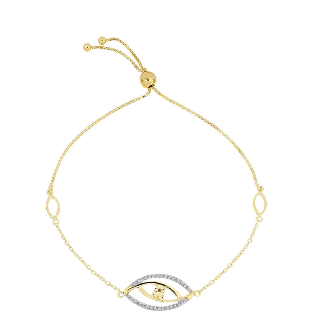 Brățară din Argint 925 Placat cu Aur ( 3.8 grame ) cu Diamant Coniac și Topaz Alb 0.28 Carate 1 