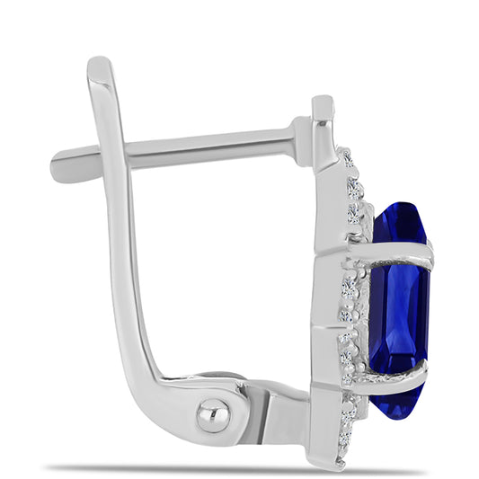 Cercei din Argint 925 ( 2.96 grame ) cu Safir Albastru Australian și Topaz Alb 3.46 Carate
