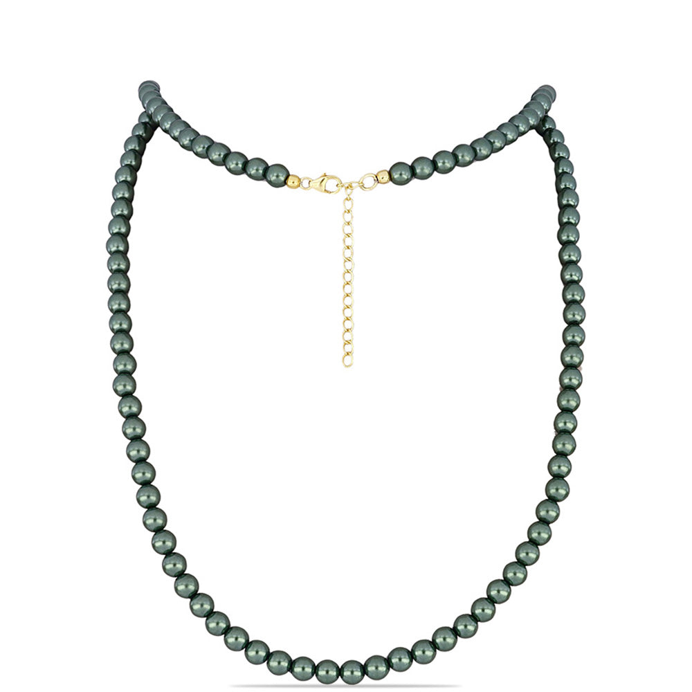 Colier din Argint 925 Placat cu Aur ( 1 grame ) cu Perlă De apă Dulce cu Efect "Verde Tahitian" 104.17 Carate