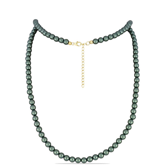Colier din Argint 925 Placat cu Aur ( 1 grame ) cu Perlă De apă Dulce cu Efect "Verde Tahitian" 104.17 Carate