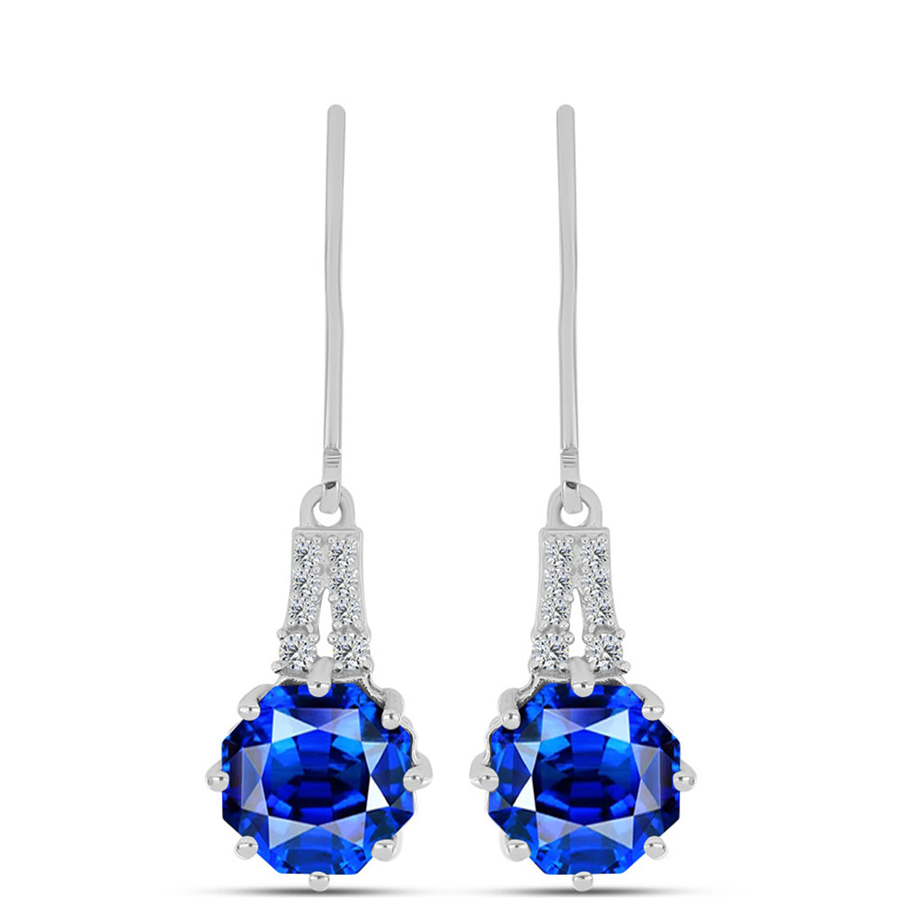 Cercei din Argint 925 ( 2.51 grame ) cu Safir Albastru Australian și Topaz Alb 6.46 Carate