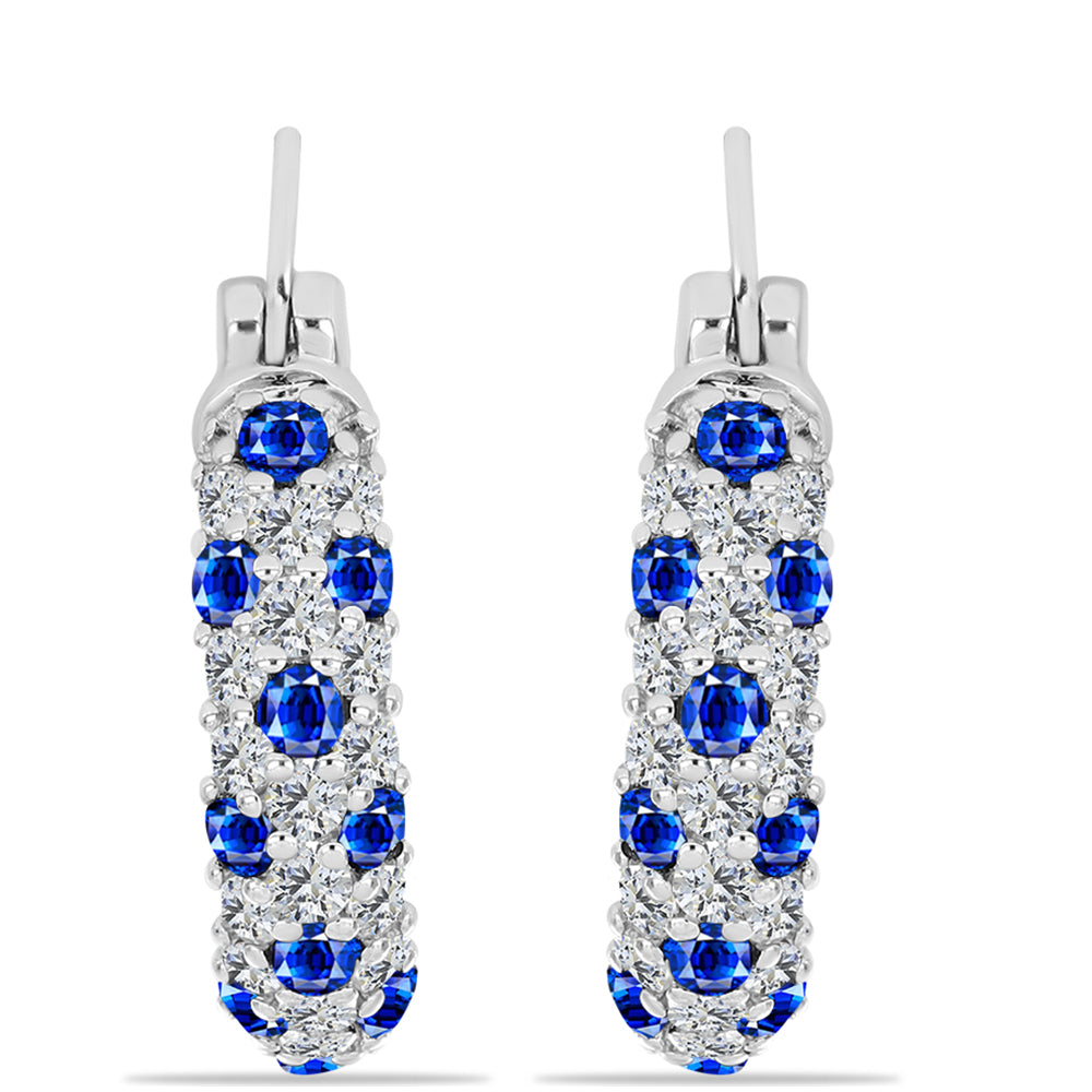 Cercei din Argint 925 ( 4.25 grame ) cu Safir Albastru Australian și Topaz Alb 5.27 Carate