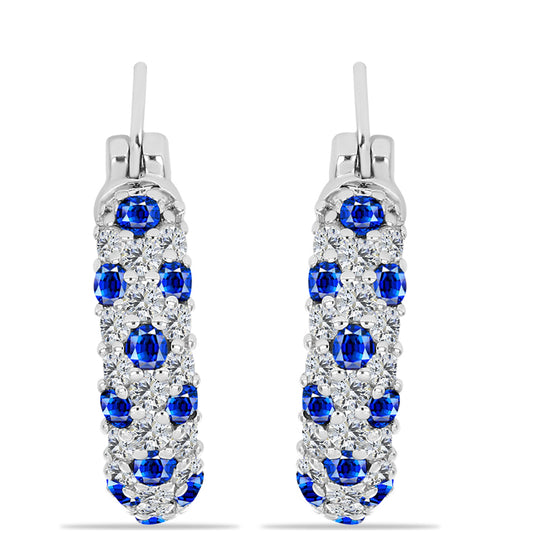 Cercei din Argint 925 ( 4.25 grame ) cu Safir Albastru Australian și Topaz Alb 5.27 Carate