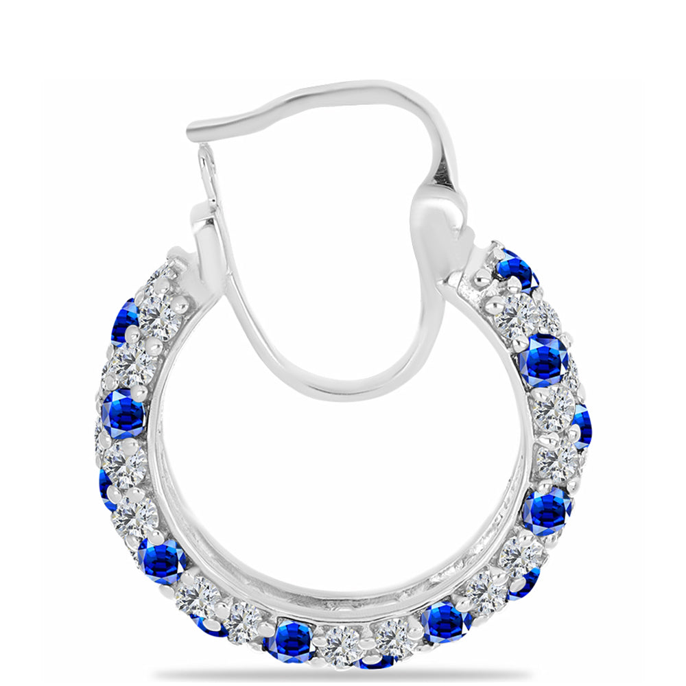 Cercei din Argint 925 ( 4.25 grame ) cu Safir Albastru Australian și Topaz Alb 5.27 Carate 2 