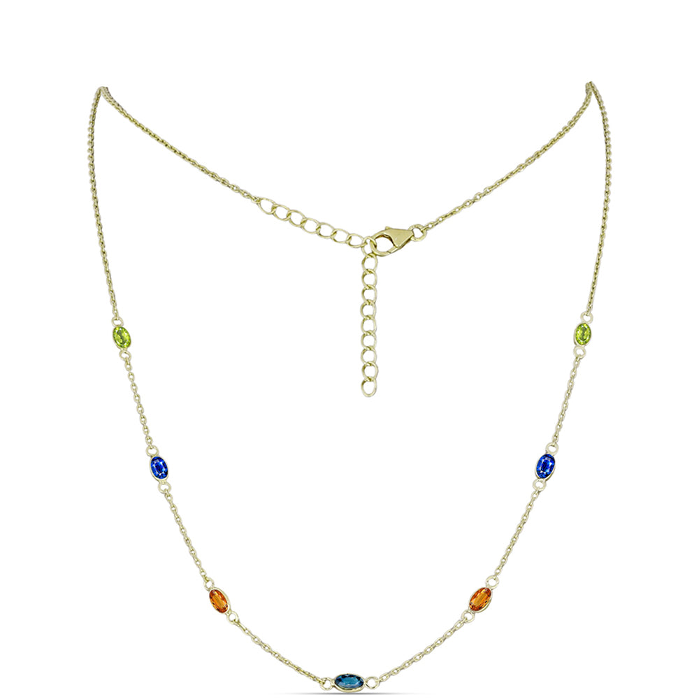 Colier din Argint 925 Placat cu Aur ( 2.64 grame ) cu Safir Curcubeu 2.2 Carate
