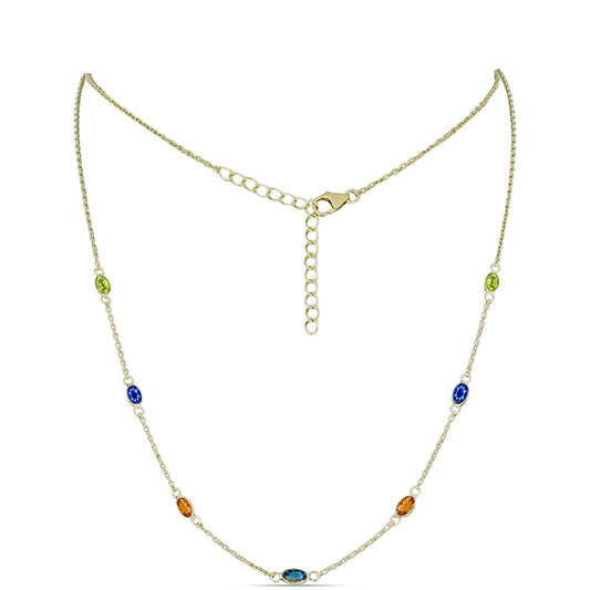 Colier din Argint 925 Placat cu Aur ( 2.64 grame ) cu Safir Curcubeu 2.2 Carate