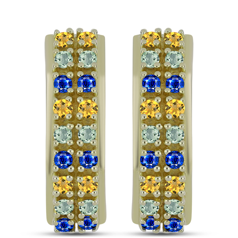 Cercei din Argint 925 Placat cu Aur ( 4.77 grame ) cu Safir Curcubeu 0.72 Carate