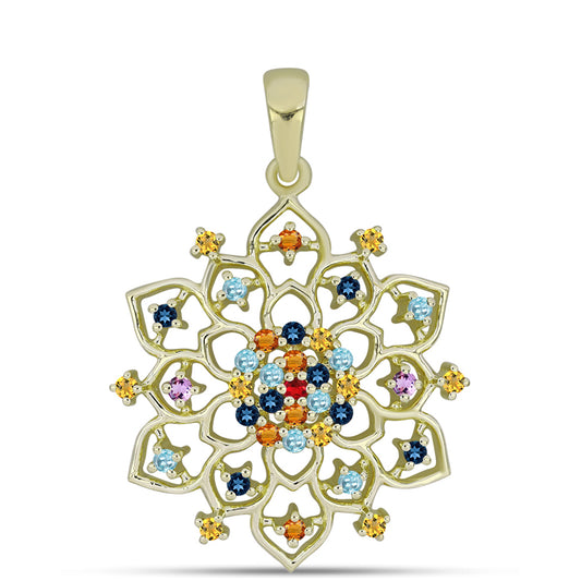 Pandantiv din Argint 925 Placat cu Aur ( 3.01 grame ) cu Safir Curcubeu 0.74 Carate