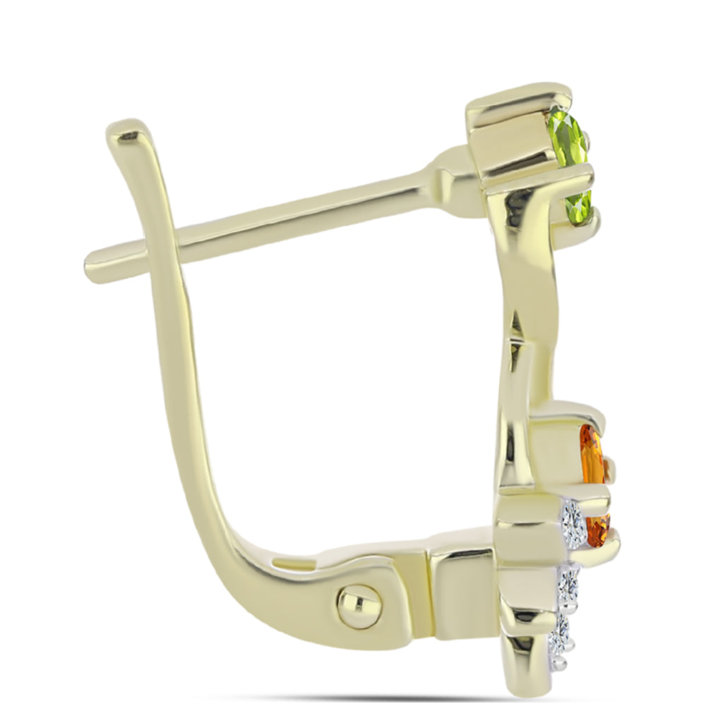 Cercei din Argint 925 Placat cu Aur ( 2.69 grame ) cu Safir Curcubeu și Topaz Alb 0.74 Carate 2 