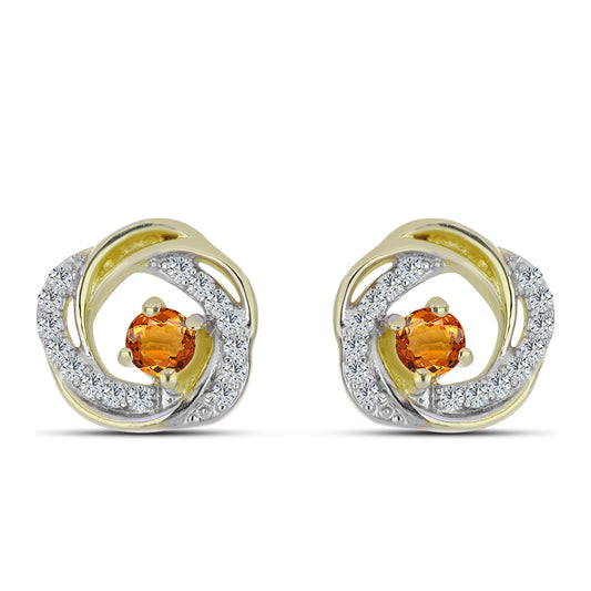 Cercei din Argint 925 Placat cu Aur ( 2.11 grame ) cu Safir Curcubeu și Topaz Alb 0.52 Carate