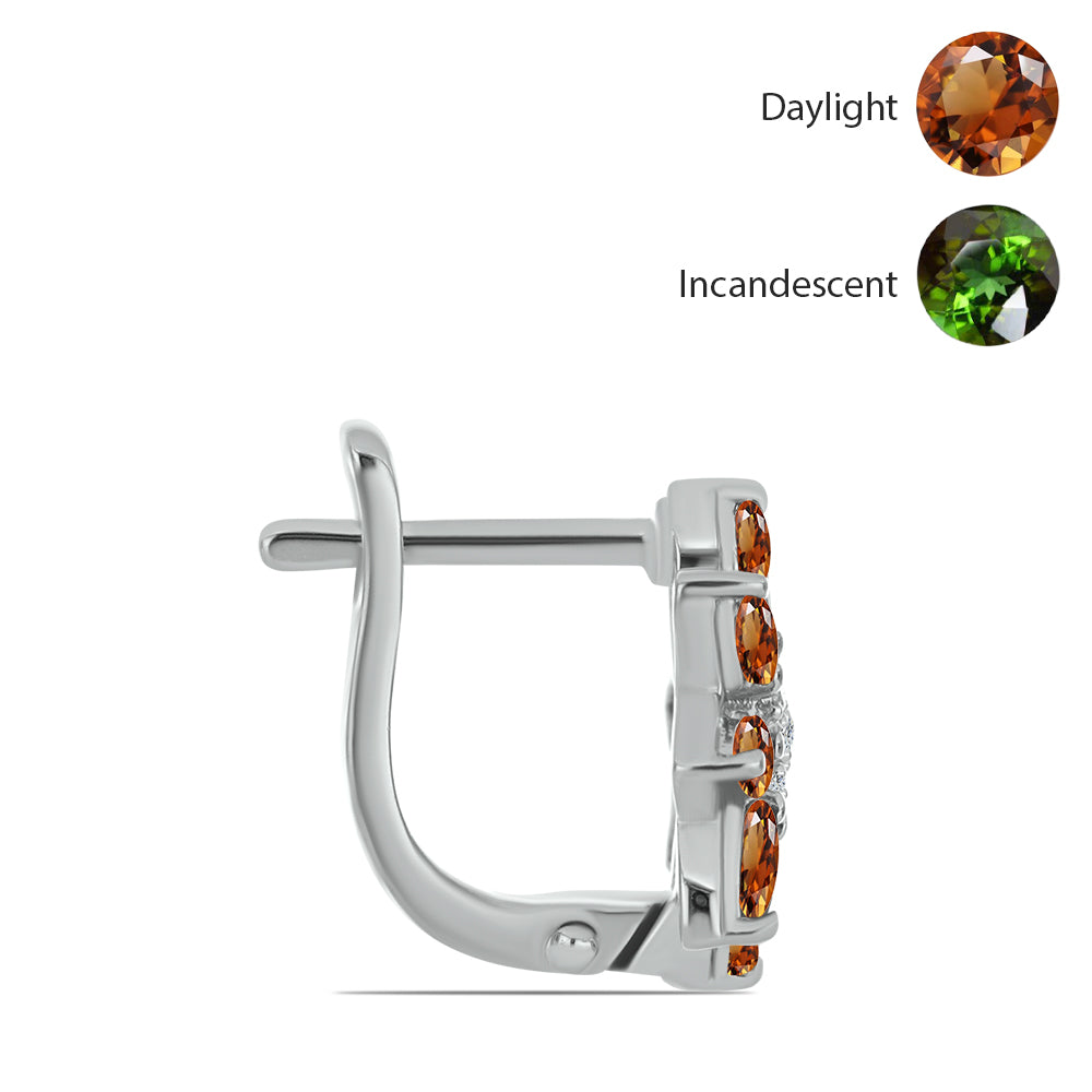 Cercei din Argint 925 ( 3.91 grame ) cu Zultanit Anatolian Certificat cultivat în laborator și Topaz Alb 1.33 Carate 2 