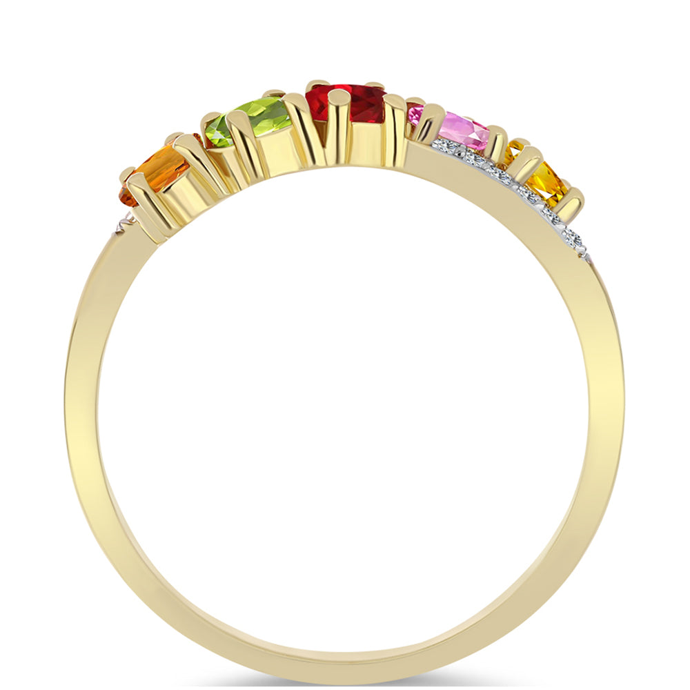 Inel din Argint 925 Placat cu Aur ( 1.92 grame ) cu Safir Curcubeu și Topaz Alb 1.27 Carate