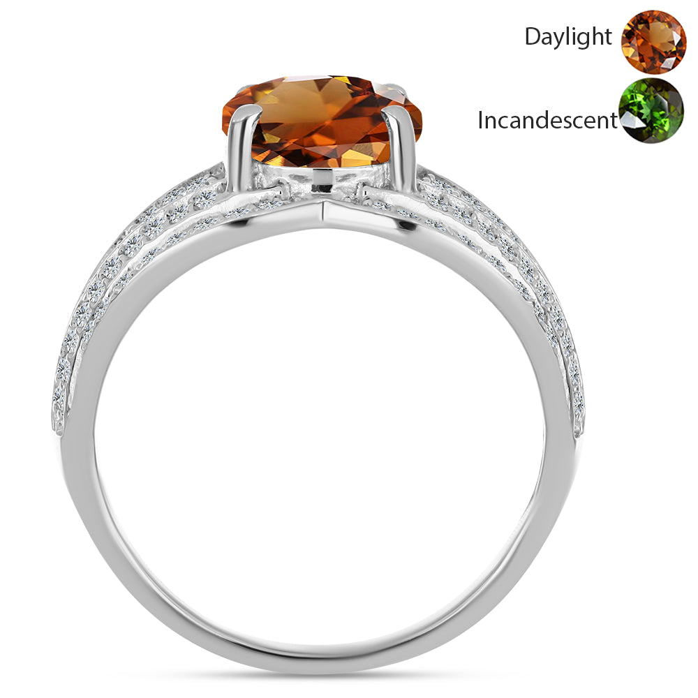 Inel din Argint 925 ( 4.73 grame ) cu Zultanit Anatolian Certificat cultivat în laborator și Topaz Alb 3.89 Carate