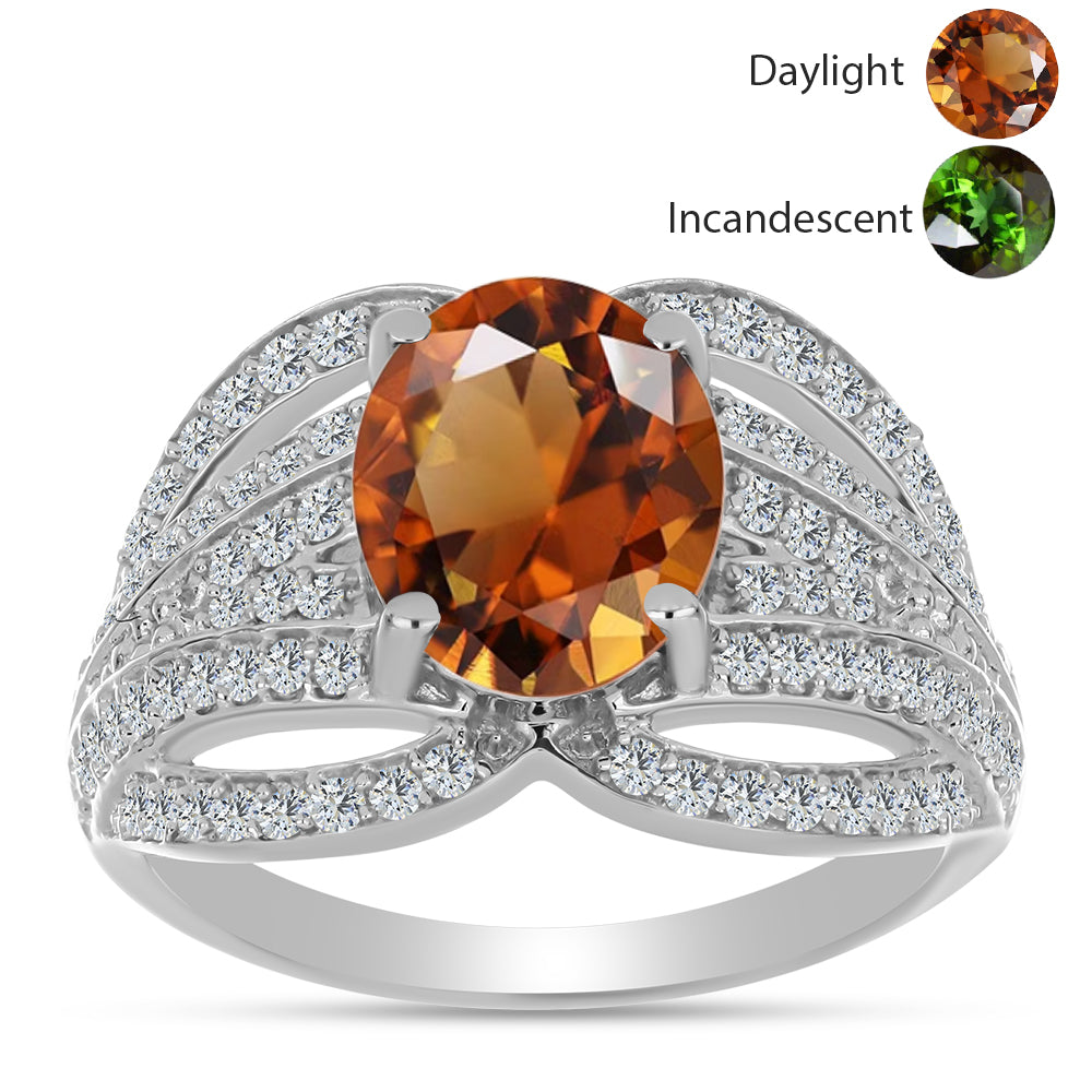 Inel din Argint 925 ( 4.73 grame ) cu Zultanit Anatolian Certificat cultivat în laborator și Topaz Alb 3.89 Carate