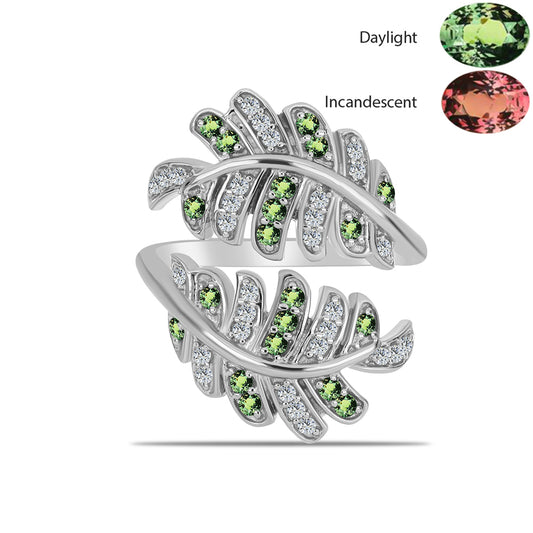 Inel din Argint 925 ( 5.17 grame ) cu Alexandrit Natural și Topaz Alb 0.63 Carate