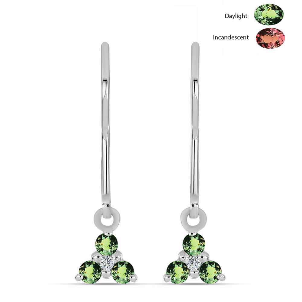 Cercei din Argint 925 ( 1.34 grame ) cu Alexandrit Natural și Topaz Alb 0.28 Carate 1 