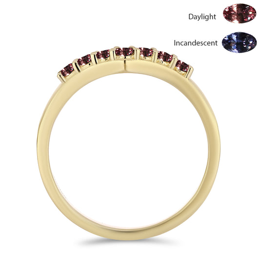 Inel din Argint 925 Placat cu Aur ( 1.95 grame ) cu Granat Tsivory care își schimbă culoarea 0.34 Carate