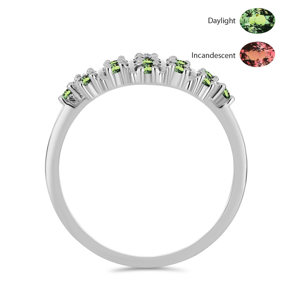 Inel din Argint 925 ( 3.33 grame ) cu Alexandrit Natural și Topaz Alb 0.41 Carate 2 