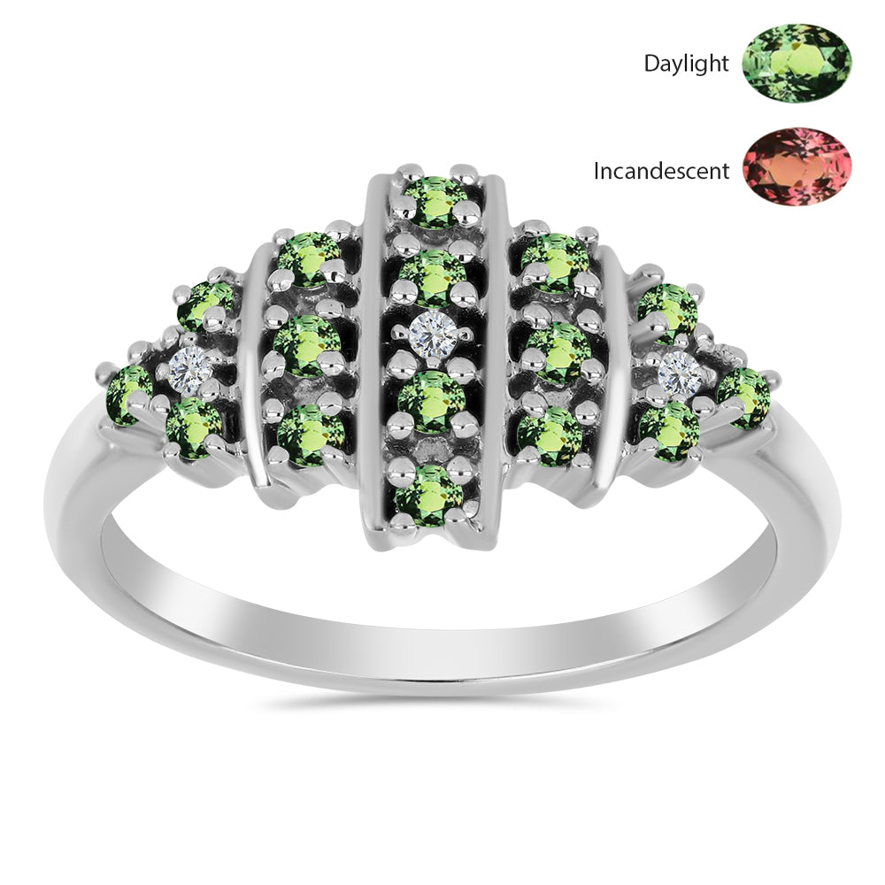 Inel din Argint 925 ( 3.33 grame ) cu Alexandrit Natural și Topaz Alb 0.41 Carate