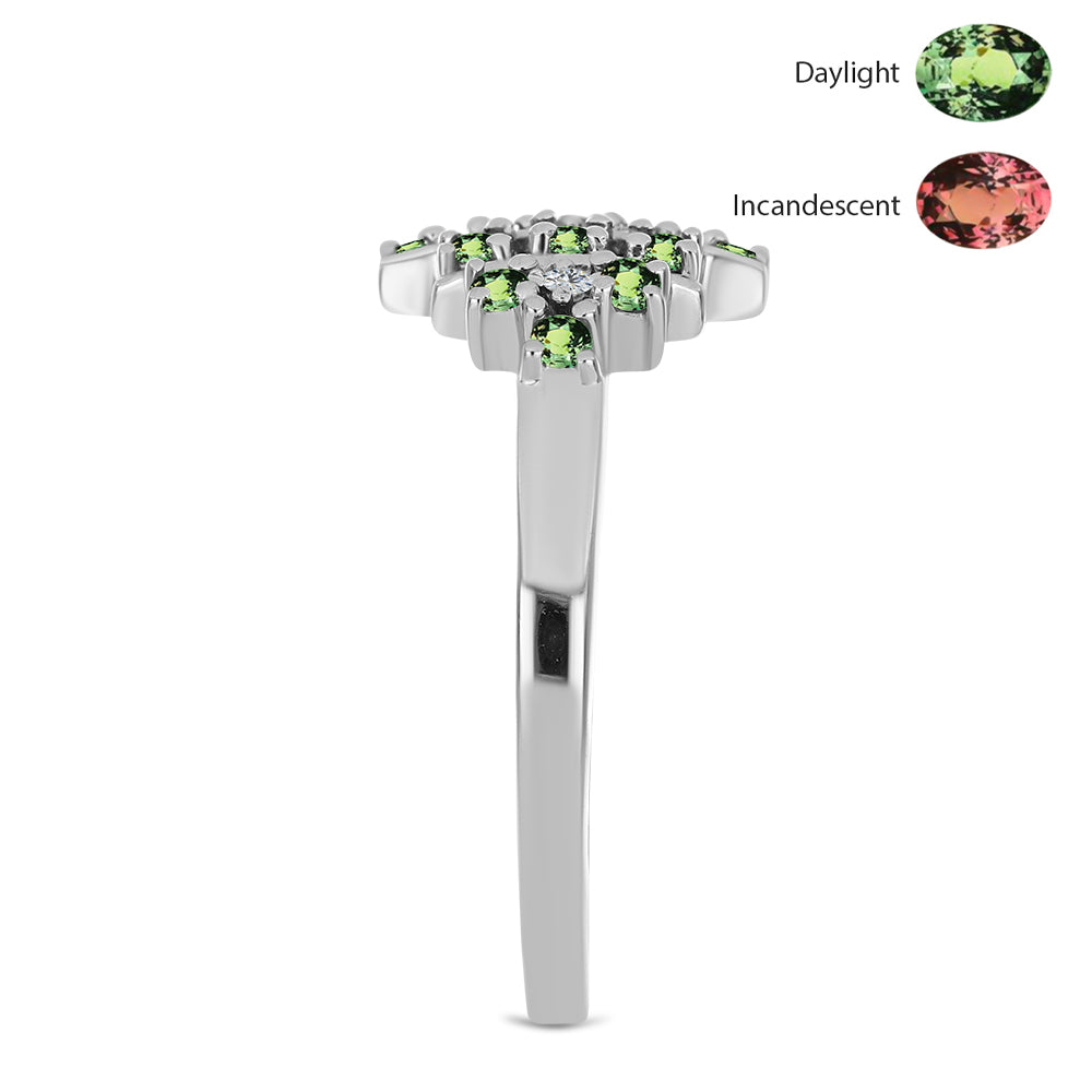 Inel din Argint 925 ( 3.33 grame ) cu Alexandrit Natural și Topaz Alb 0.41 Carate 4 