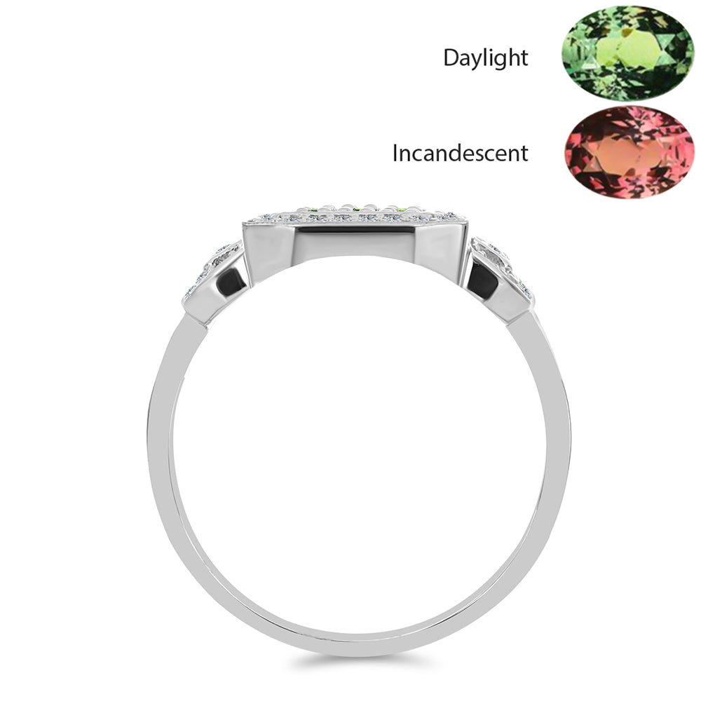 Inel din Argint 925 ( 3.42 grame ) cu Alexandrit Natural și Topaz Alb 0.91 Carate