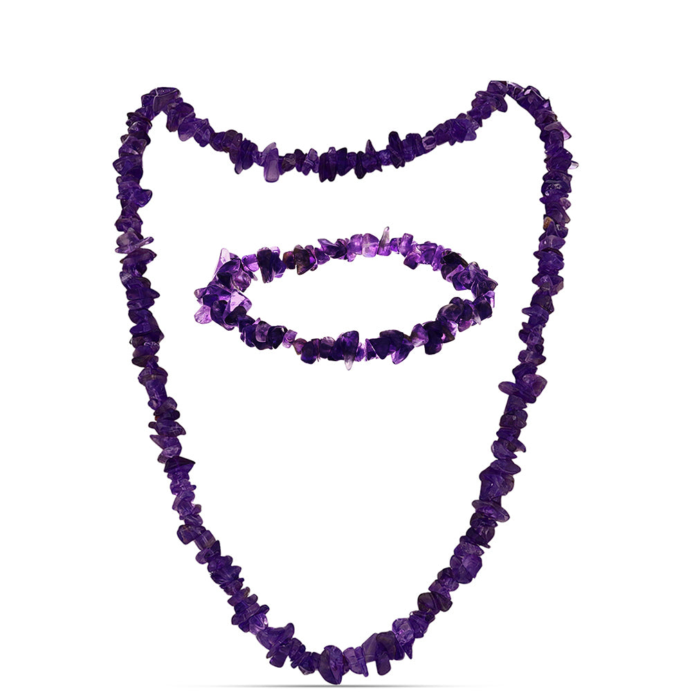 Set din Pepită ( 43.92 grame ) cu Ametist Marocan 219.62 Carate ( Colier+Brățară )