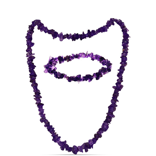 Set din Pepită ( 43.92 grame ) cu Ametist Marocan 219.62 Carate ( Colier+Brățară )