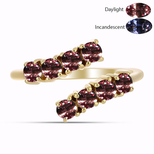 Inel din Argint 925 Placat cu Aur ( 2.55 grame ) cu Granat Tsivory care își schimbă culoarea 1.05 Carate