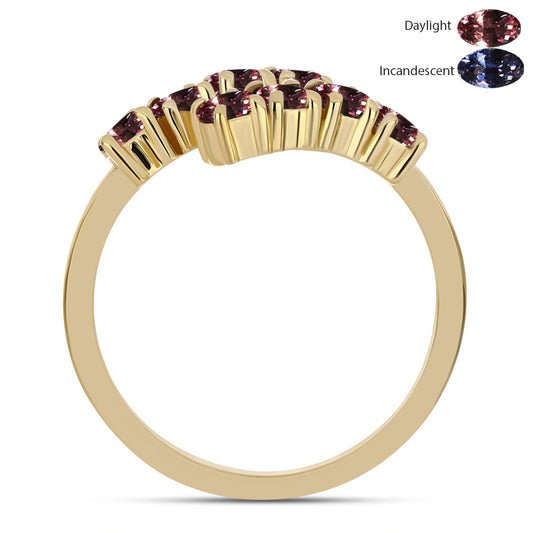 Inel din Argint 925 Placat cu Aur ( 2.55 grame ) cu Granat Tsivory care își schimbă culoarea 1.05 Carate