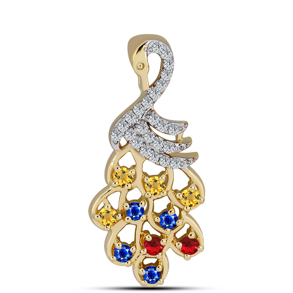 Pandantiv din Argint 925 Placat cu Aur ( 2.35 grame ) cu Safir Curcubeu și Topaz Alb 0.7 Carate