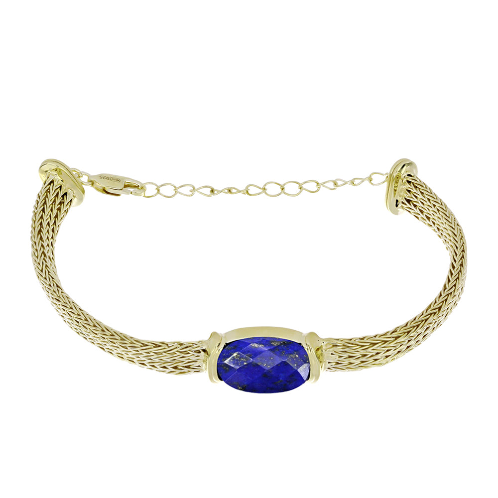 Brățară din Argint 925 Placat cu Aur ( 11.54 grame ) cu Lapis Lazuli 6.37 Carate 1 