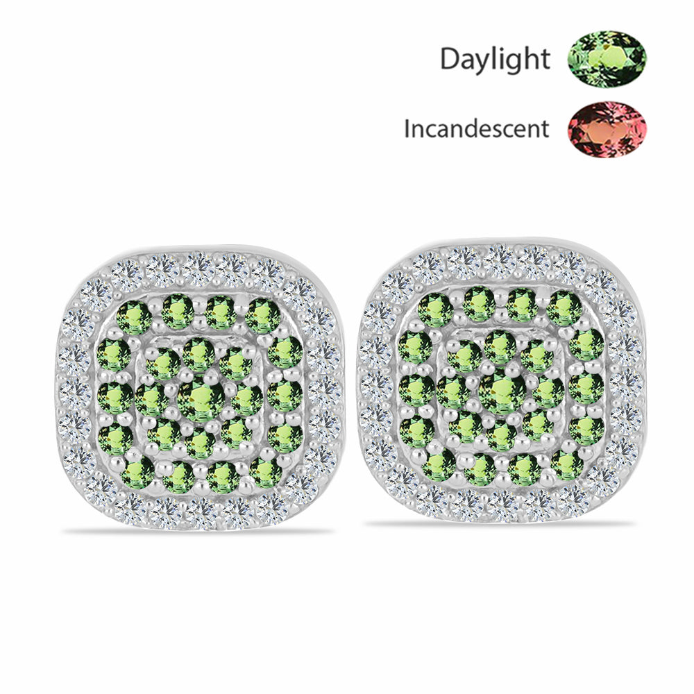 Cercei din Argint 925 ( 4.4 grame ) cu Alexandrit Natural și Topaz Alb 1.43 Carate 1 