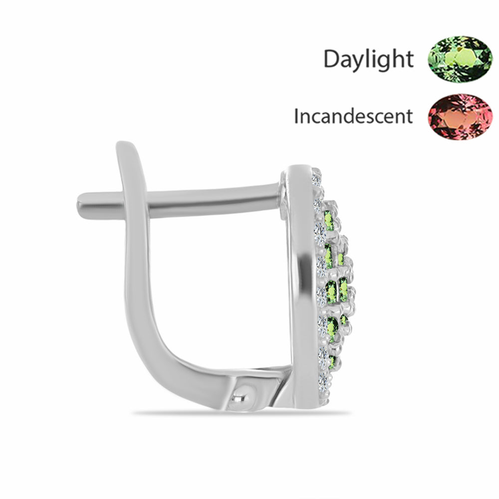 Cercei din Argint 925 ( 4.4 grame ) cu Alexandrit Natural și Topaz Alb 1.43 Carate 2 