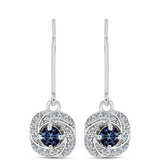 Cercei din Argint 925 ( 2.92 grame ) cu Moissanite Violet Imperial și Topaz Alb 0.78 Carate