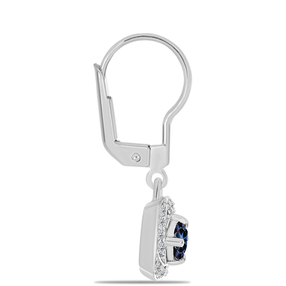 Cercei din Argint 925 ( 2.92 grame ) cu Moissanite Violet Imperial și Topaz Alb 0.78 Carate 2 