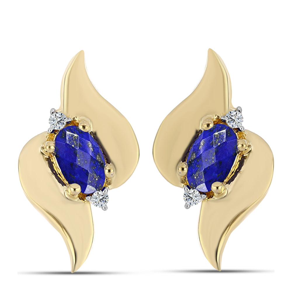 Cercei din Argint 925 Placat cu Aur ( 2.93 grame ) cu Lapis Lazuli și Topaz Alb 0.5 Carate