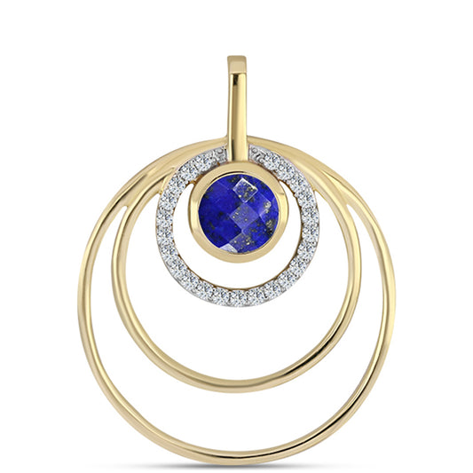 Pandantiv din Argint 925 Placat cu Aur ( 3.69 grame ) cu Lapis Lazuli și Topaz Alb 1.2 Carate