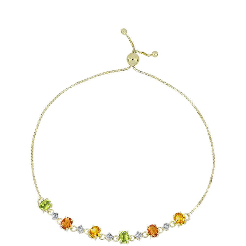 Brățară din Argint 925 Placat cu Aur ( 4.02 grame ) cu Safir Curcubeu și Topaz Alb 3.02 Carate 1 