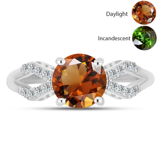 Inel din Argint 925 ( 2.28 grame ) cu Zultanit Anatolian Certificat cultivat în laborator și Topaz Alb 1.63 Carate