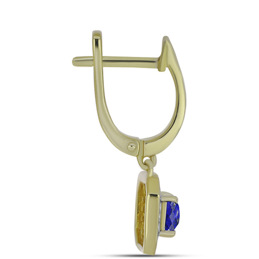 Cercei din Argint 925 Placat cu Aur ( 3.74 grame ) cu Lapis Lazuli și Topaz Alb 0.97 Carate