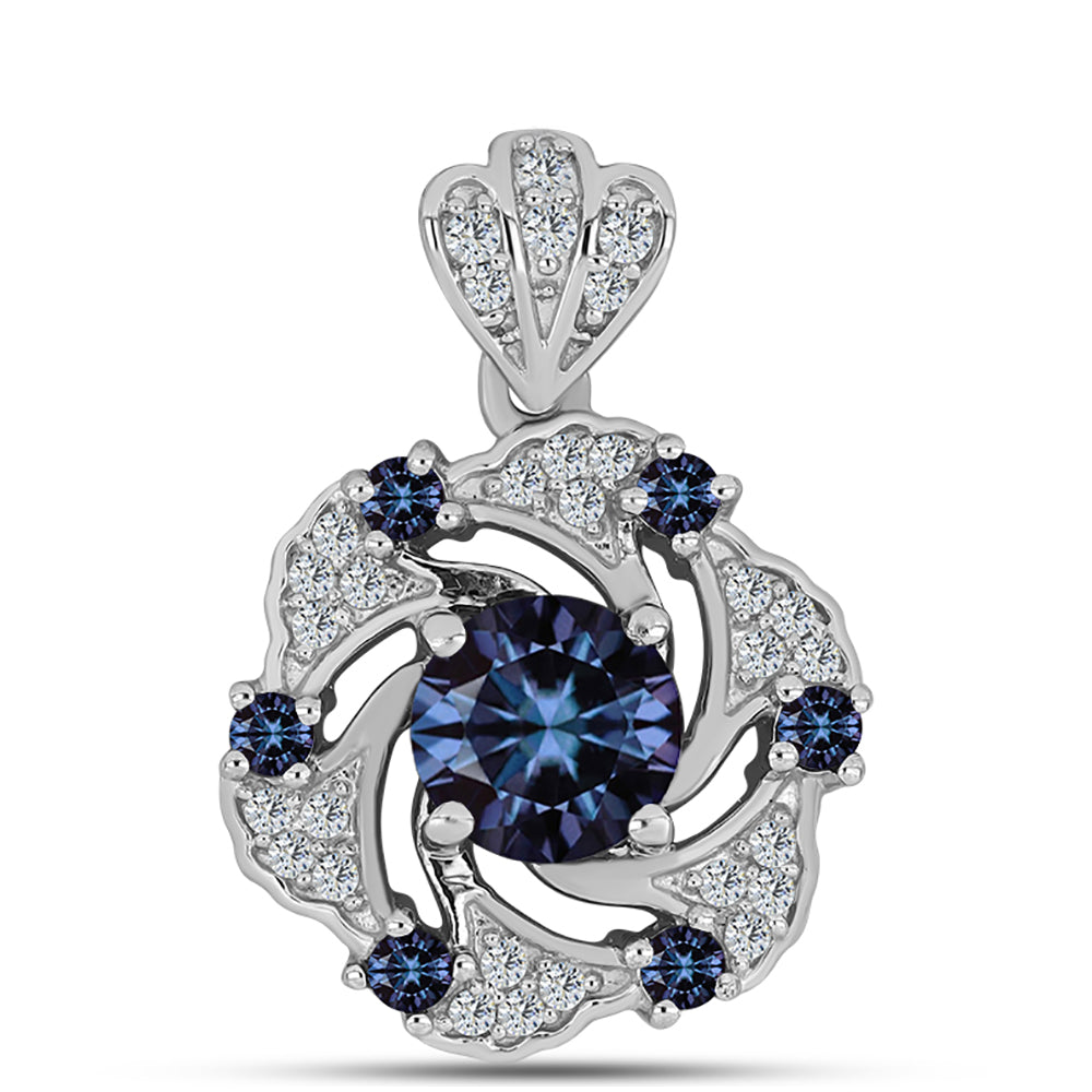 Pandantiv din Argint 925 ( 2.07 grame ) cu Moissanite Violet Imperial și Topaz Alb 1.39 Carate 1 